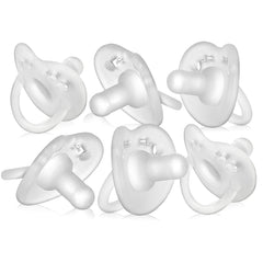 Evenflo Balance Plus Stage 1 pacifier front view shows cylindrical design promoting natural tongue position