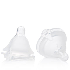 Evenflo Balance Plus nipple close-up shows unique shape for proper latch