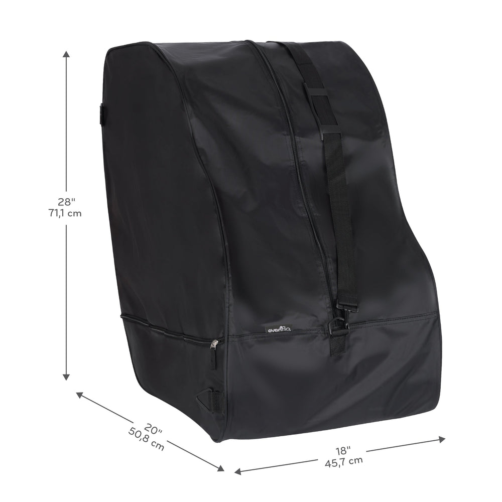 Evenflo car seat travel bag storage-use shows convenient organization between children.