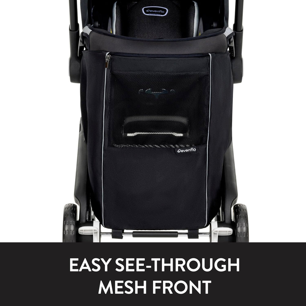 Evenflo Shyft DualRide Carryall attached to belt path, doubles as tote.