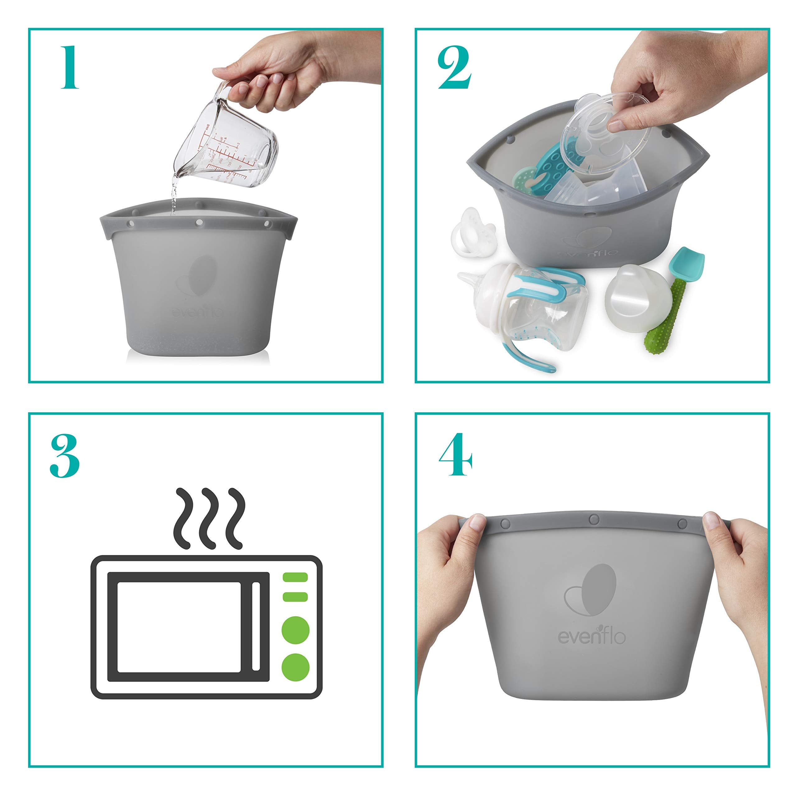 Evenflo silicone steam sanitizing bag microwave use with 2 oz water