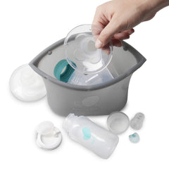Evenflo silicone steam sanitizing bag with Safe-Grip corners for cooler handling