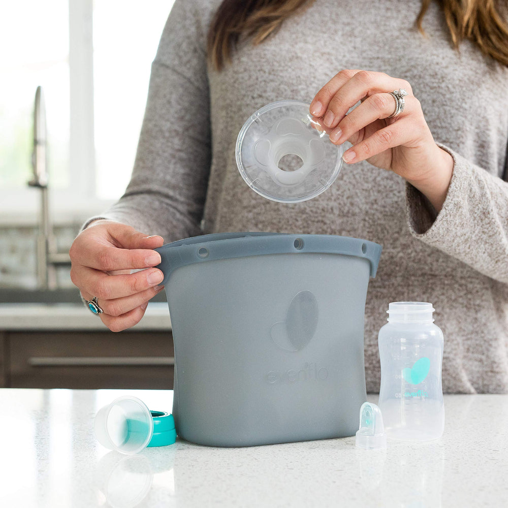 Evenflo silicone steam sanitizing bag versatile for snacks and storage