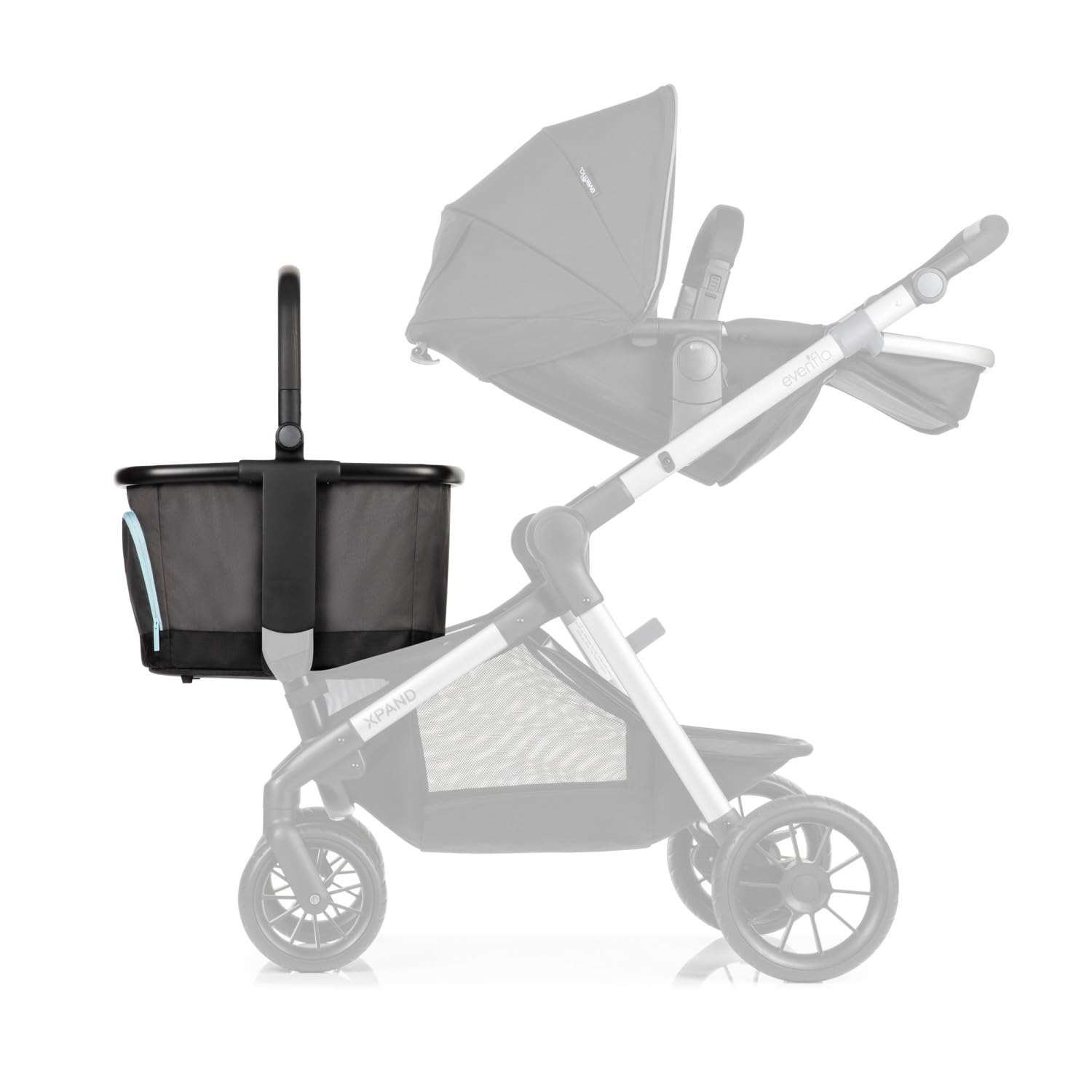 Evenflo Stroller Market Basket Gray Sky 40-pound capacity for groceries and gear