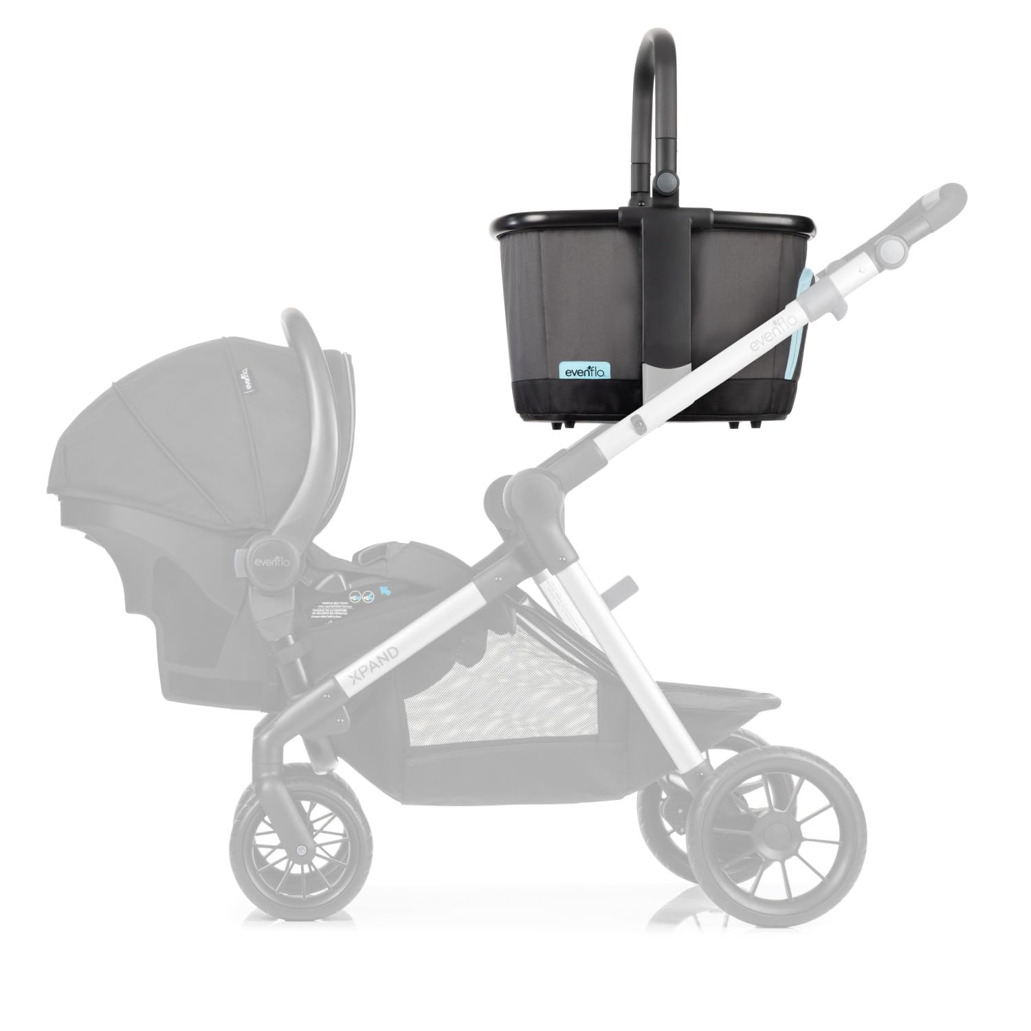Evenflo Stroller Market Basket Gray Sky Pivot Xpand compatibility for versatile strollers