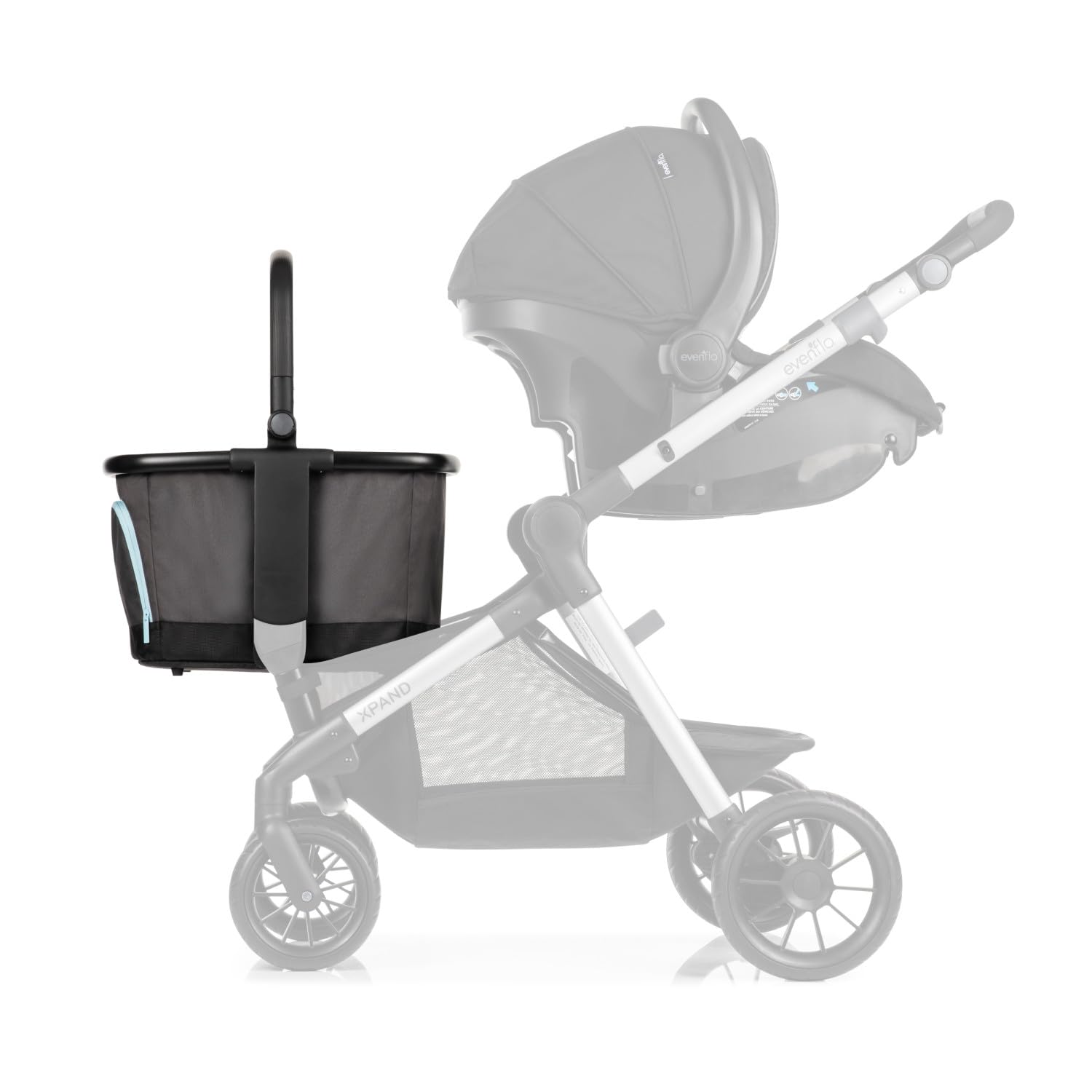 Evenflo Stroller Market Basket Gray Sky durable material that wipes clean