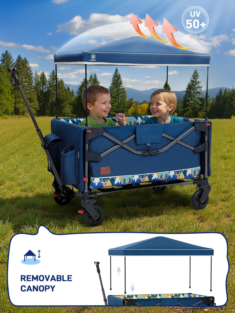 EVER ADVANCED foldable travel wagon all-terrain wheels deliver smooth rides on diverse surfaces