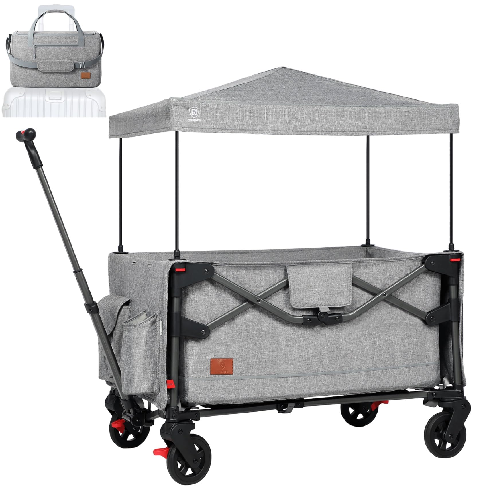 Ever Advanced foldable travel wagon stroller folded for easy overhead storage during flights