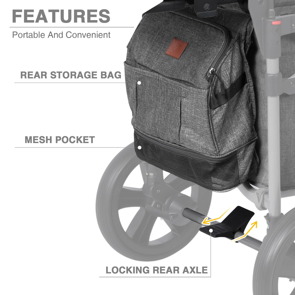 EVER ADVANCED Foldable Wagon 12-inch rear wheels highlight smooth ride and stability