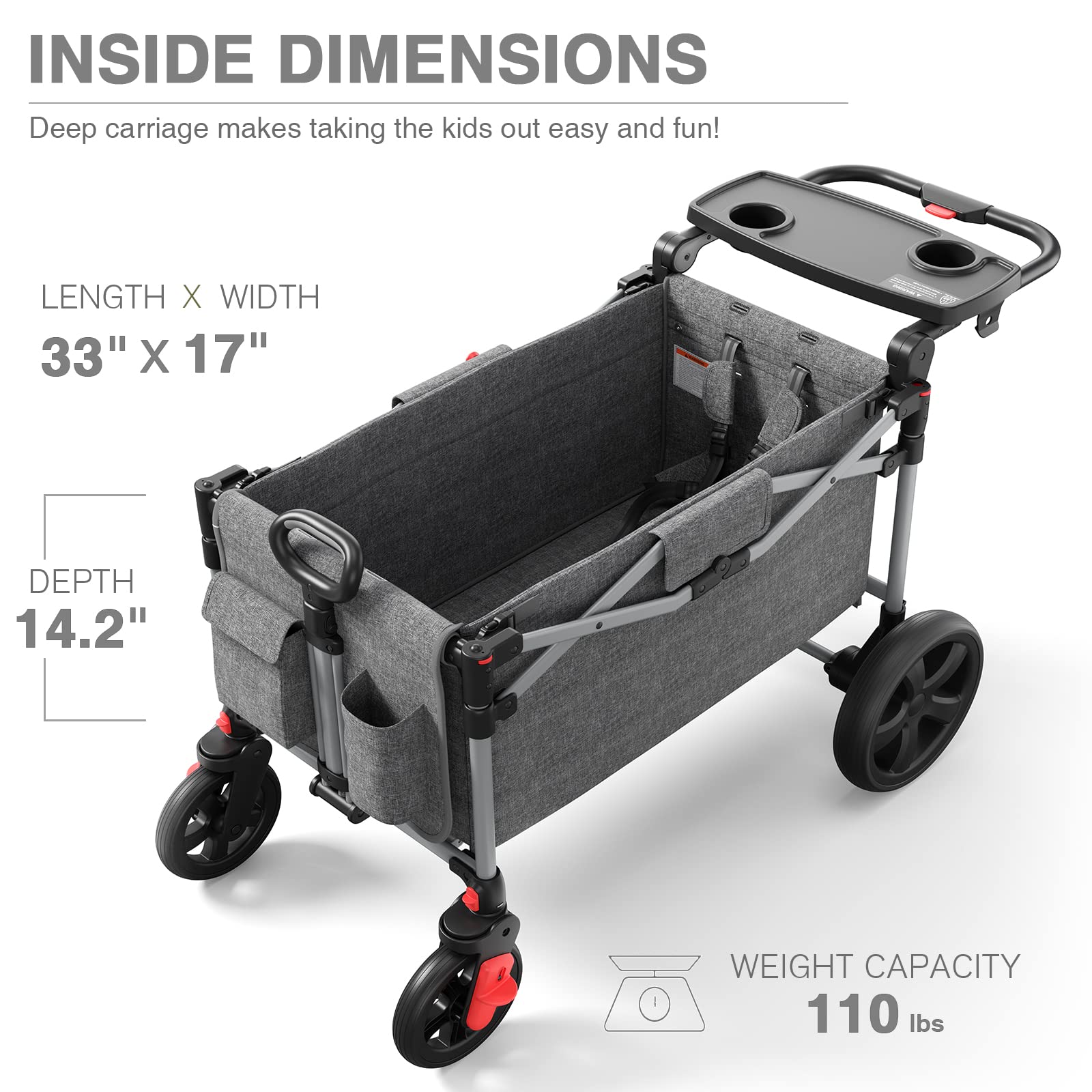 EVER ADVANCED Foldable Wagon adjustable handle bar lets parents tailor grip height