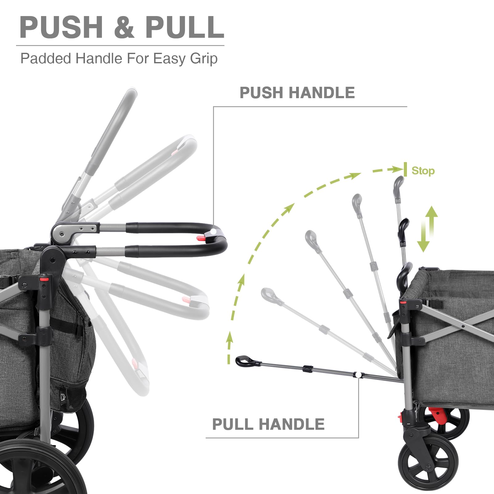 EVER ADVANCED Foldable Wagon compact folded for space-saving storage