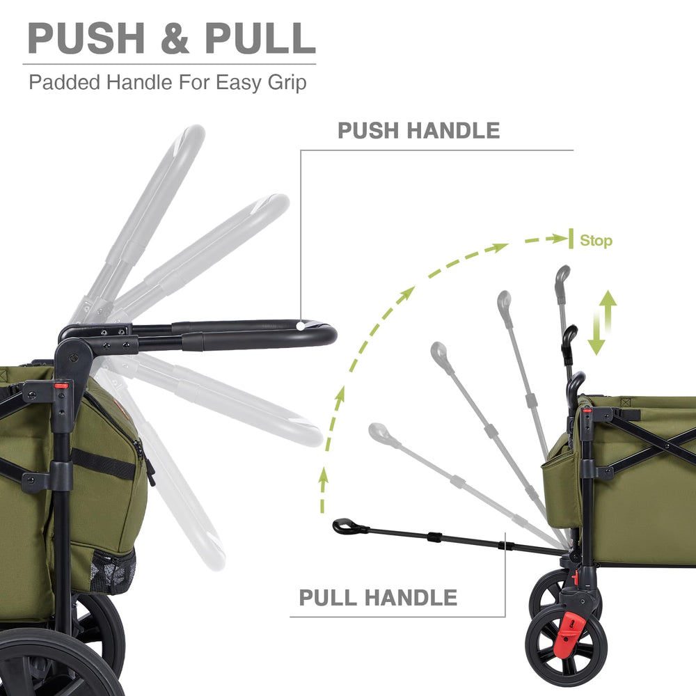 Ever Advanced foldable wagon five-point-harness secures children during rides.