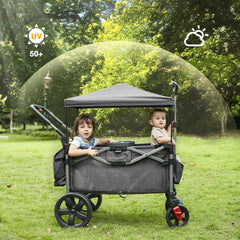 EVER ADVANCED Foldable Wagon rear brake demonstrates secure stopping on gentle slopes