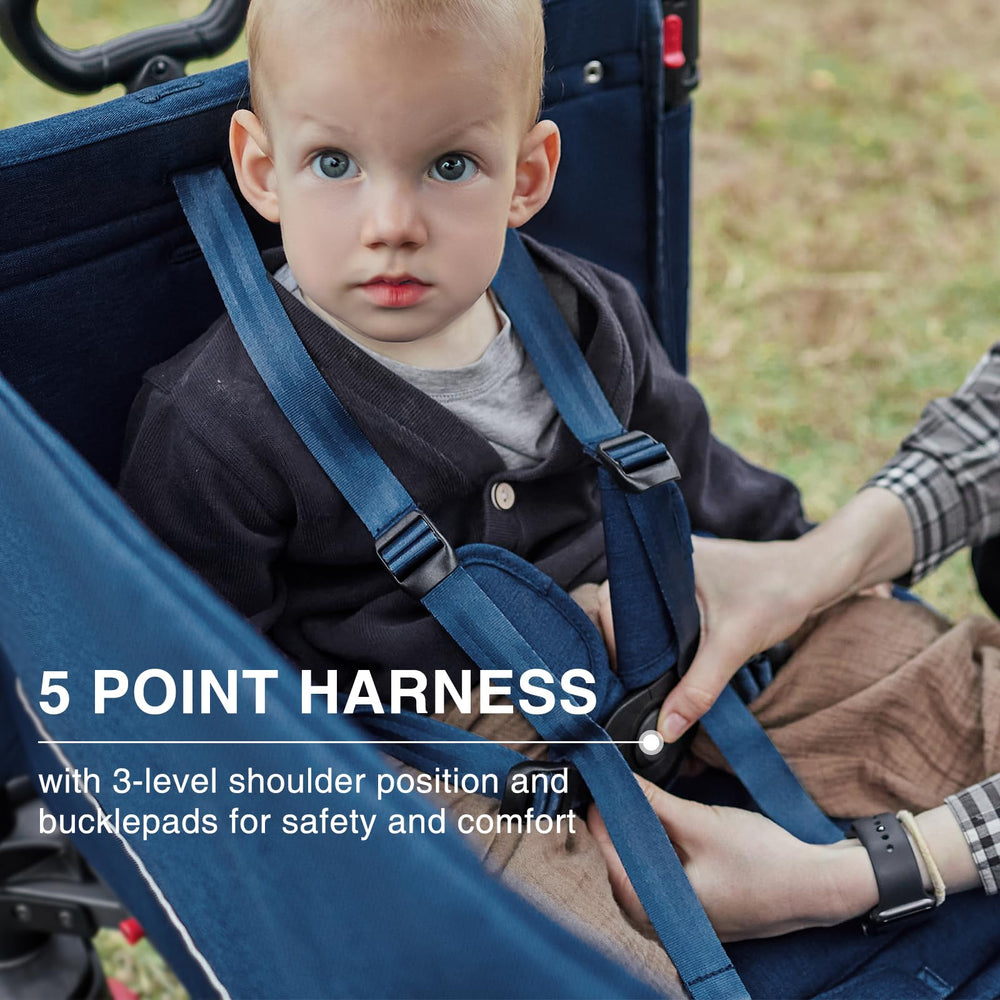 EVER ADVANCED Side-Unzip Wagon Stroller 12in wheels absorb bumps for smooth all-terrain travel