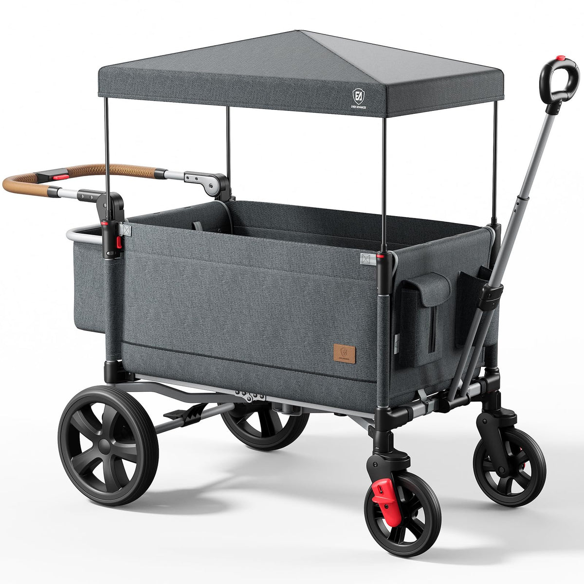 Ever Advanced Side-Unzip Wagon Stroller front zip-door view enabling quick child entry