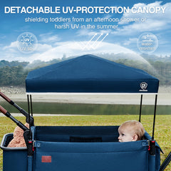 EVER ADVANCED Side-Unzip Wagon Stroller UPF50+ canopy shields sensitive skin from sun