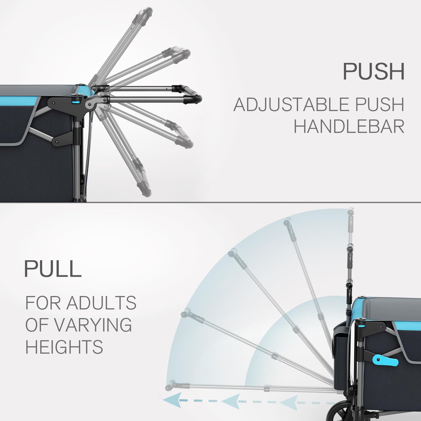Ever Advanced Ultra-Compact Wagon detachable UV canopy offers shade.
