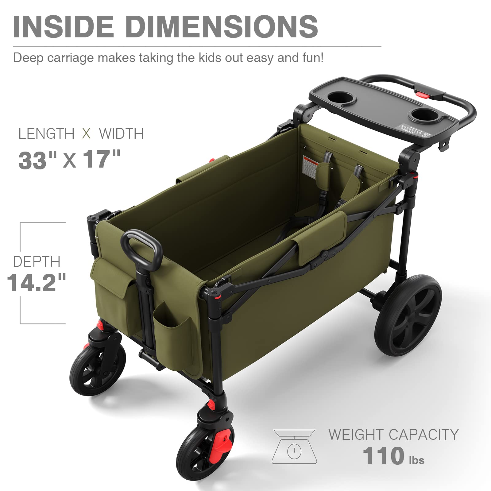 Ever Advanced wagon-foot-brake-system helps control speed on slopes.