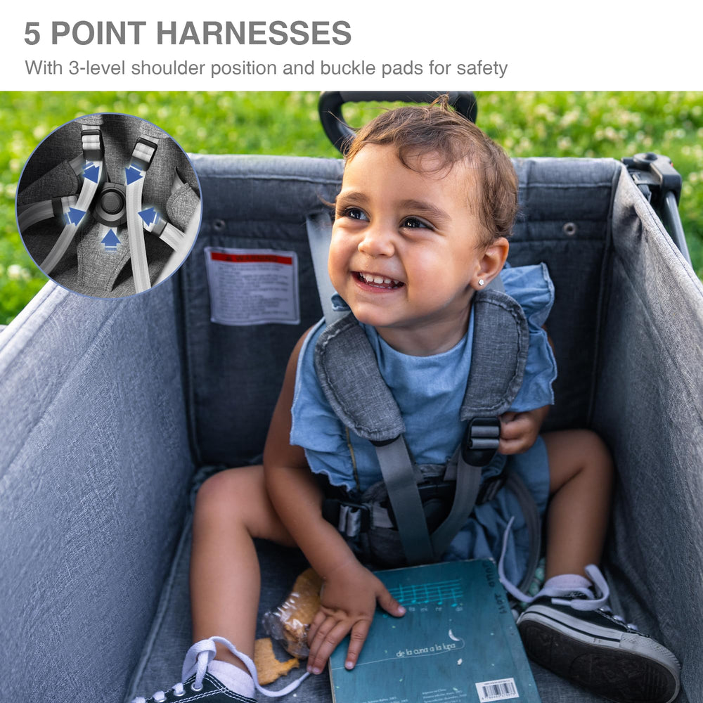 EVER ADVANCED wagon removable canopy protecting kids from sun