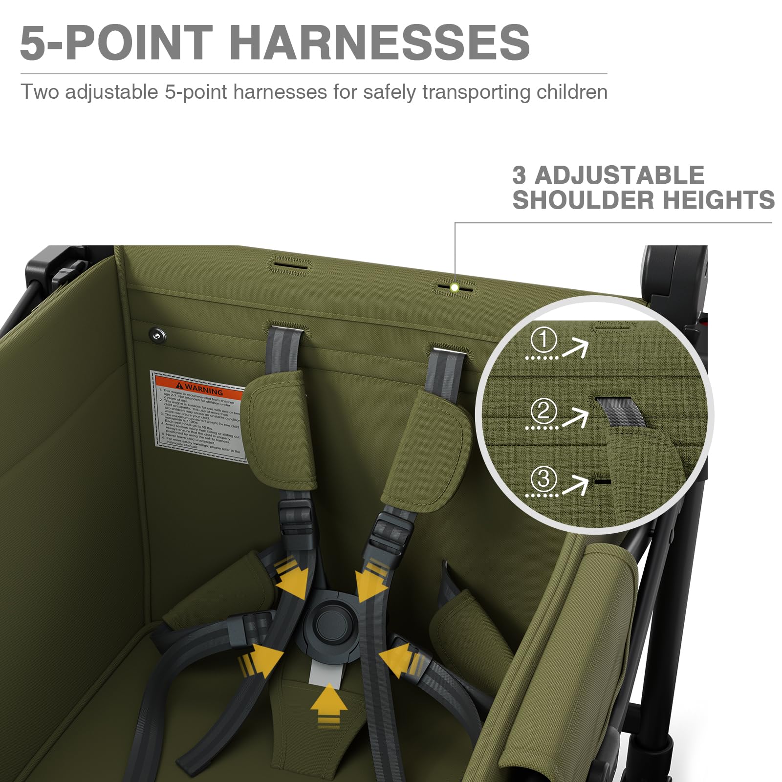 Ever Advanced wagon twelve-inch-rear-wheels offer stable, cushioned rides on rough surfaces.