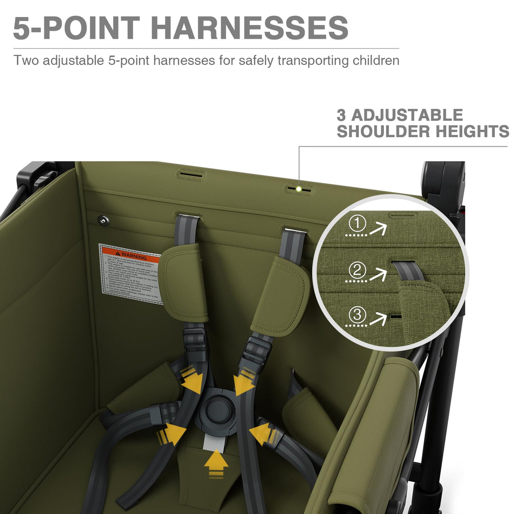 Ever Advanced wagon twelve-inch-rear-wheels offer stable, cushioned rides on rough surfaces.