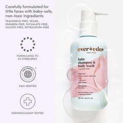 Evereden bottle close-up highlighting fragrance free, pH balanced care for sensitive skin