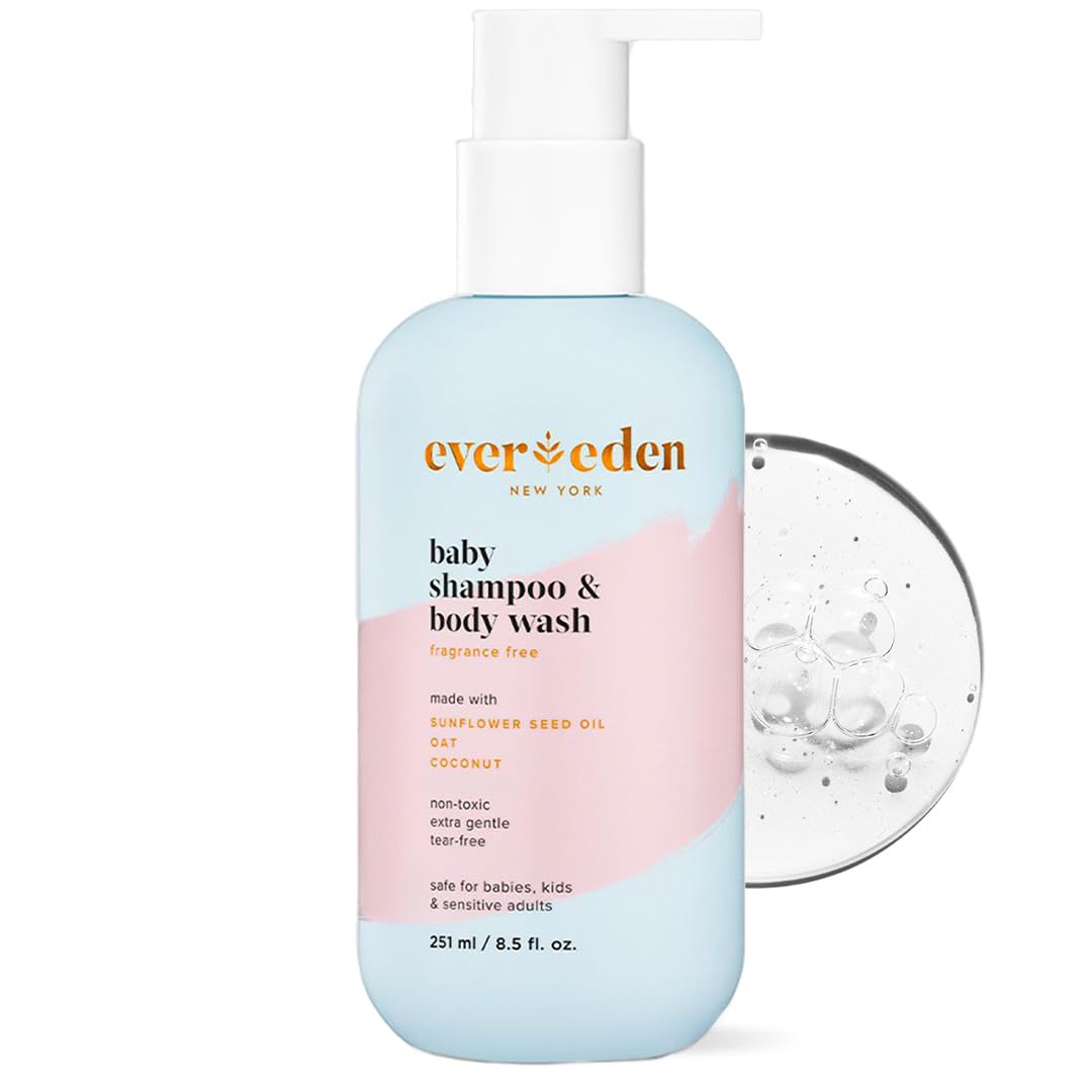 Evereden baby shampoo and body wash lathers for gentle cleansing and hydration