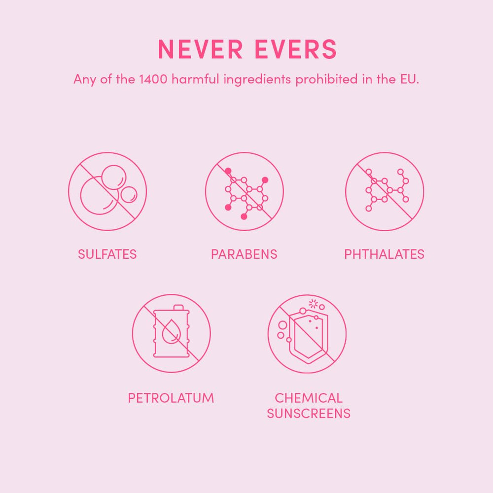 Evereden closeup of natural ingredients label signals gentle care.