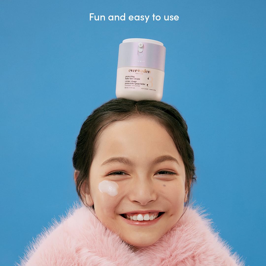 Evereden dermatologist-tested pediatrician-created seal on product label.