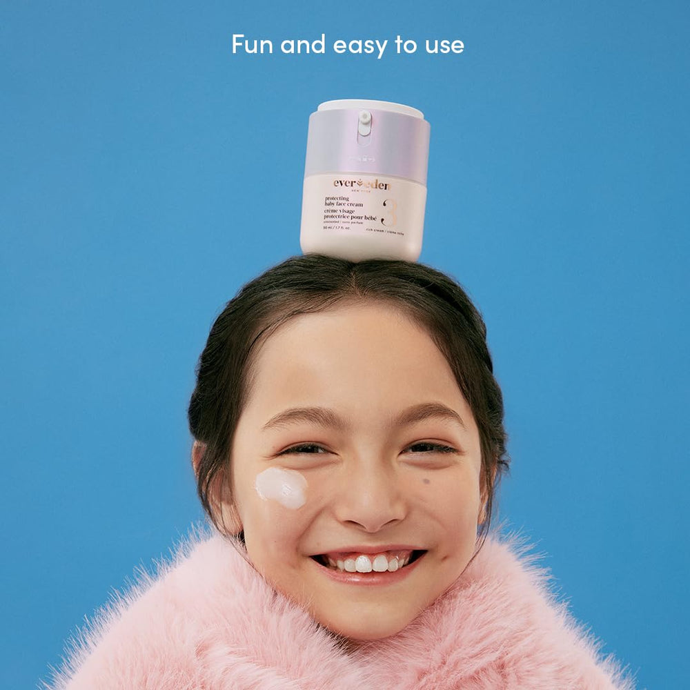 Evereden dermatologist-tested pediatrician-created seal on product label.