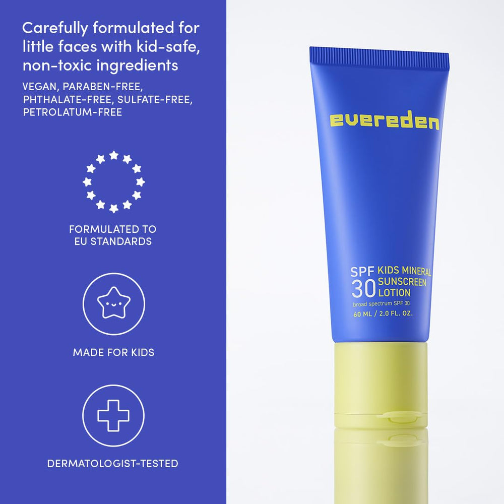 Evereden bottle close-up highlights jojoba and sunflower moisturizing oils.