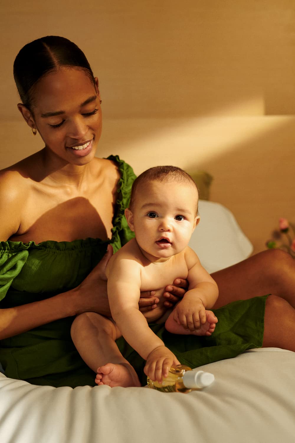 Evereden USA-made baby oil beside clean ingredients and trusted care.
