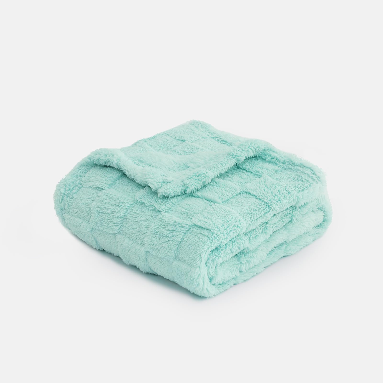 EverGraceHome aqua blue checkered pattern close view highlighting timeless style.
