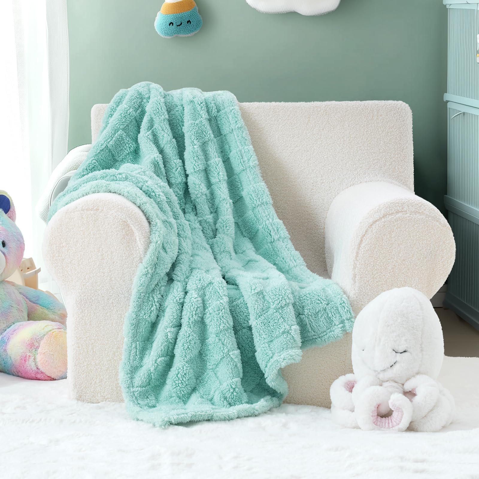 EverGraceHome checkered blanket sits elegantly on a couch for home comfort.
