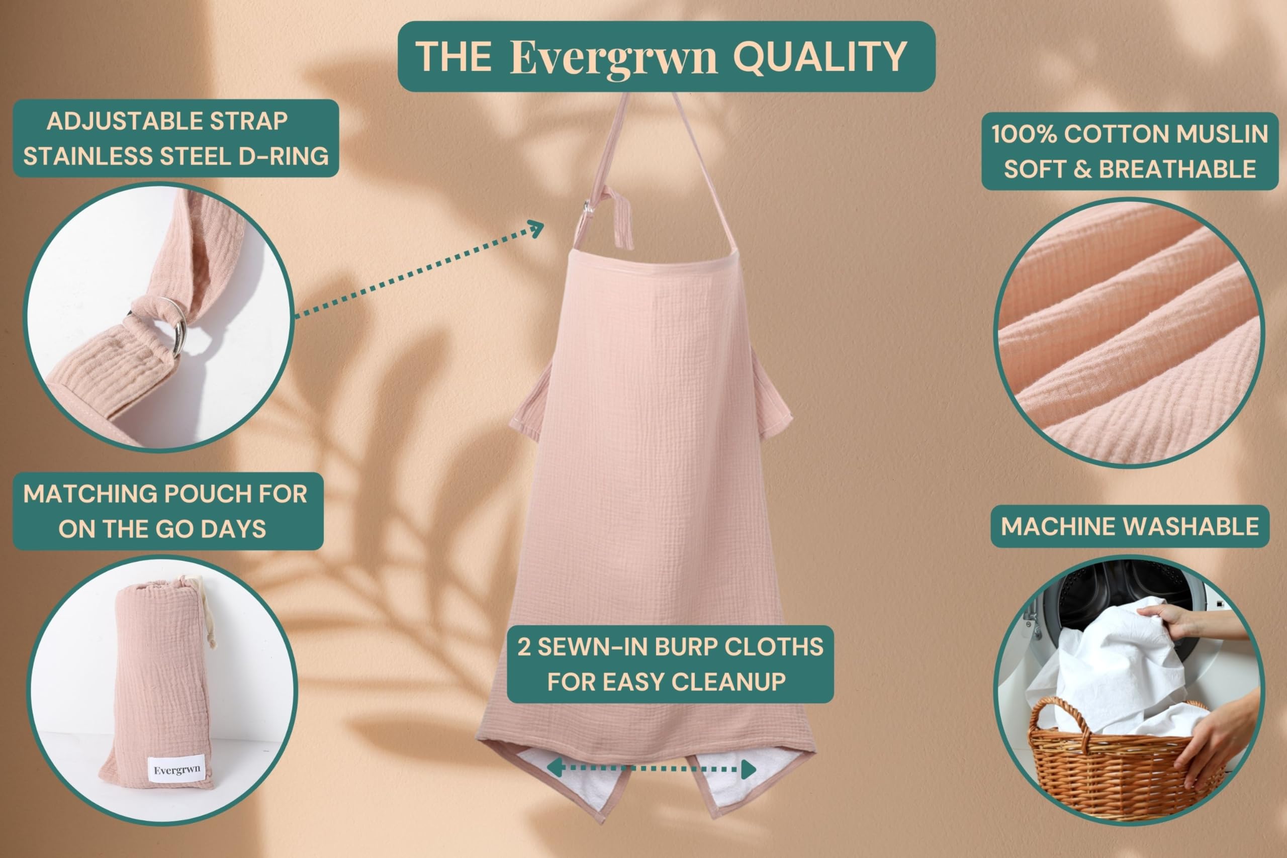 Evergrwn nursing cover doubles as stroller or car seat cover for on-the-go use.
