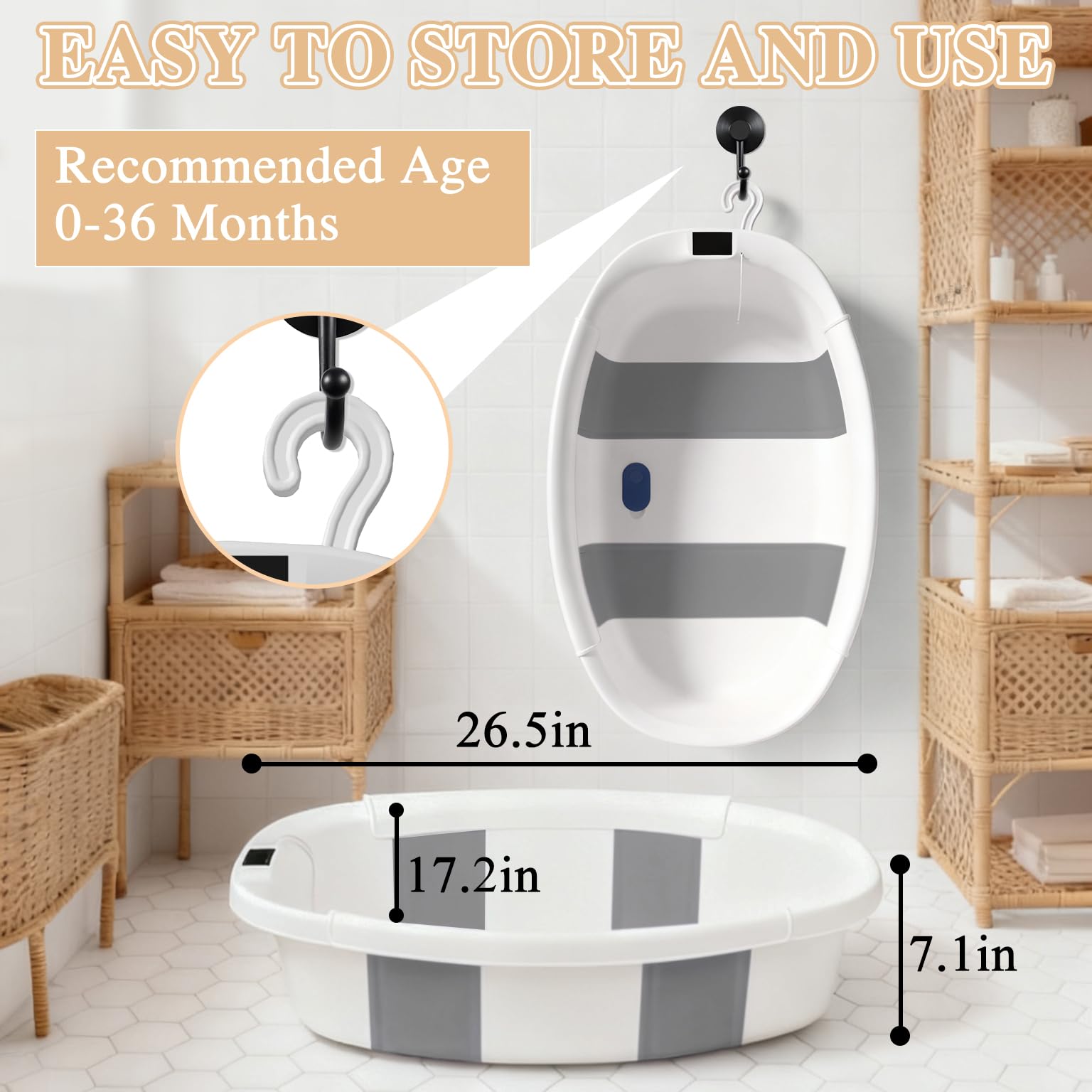 EverKiddo baby bath tub in use with newborn to toddler.
