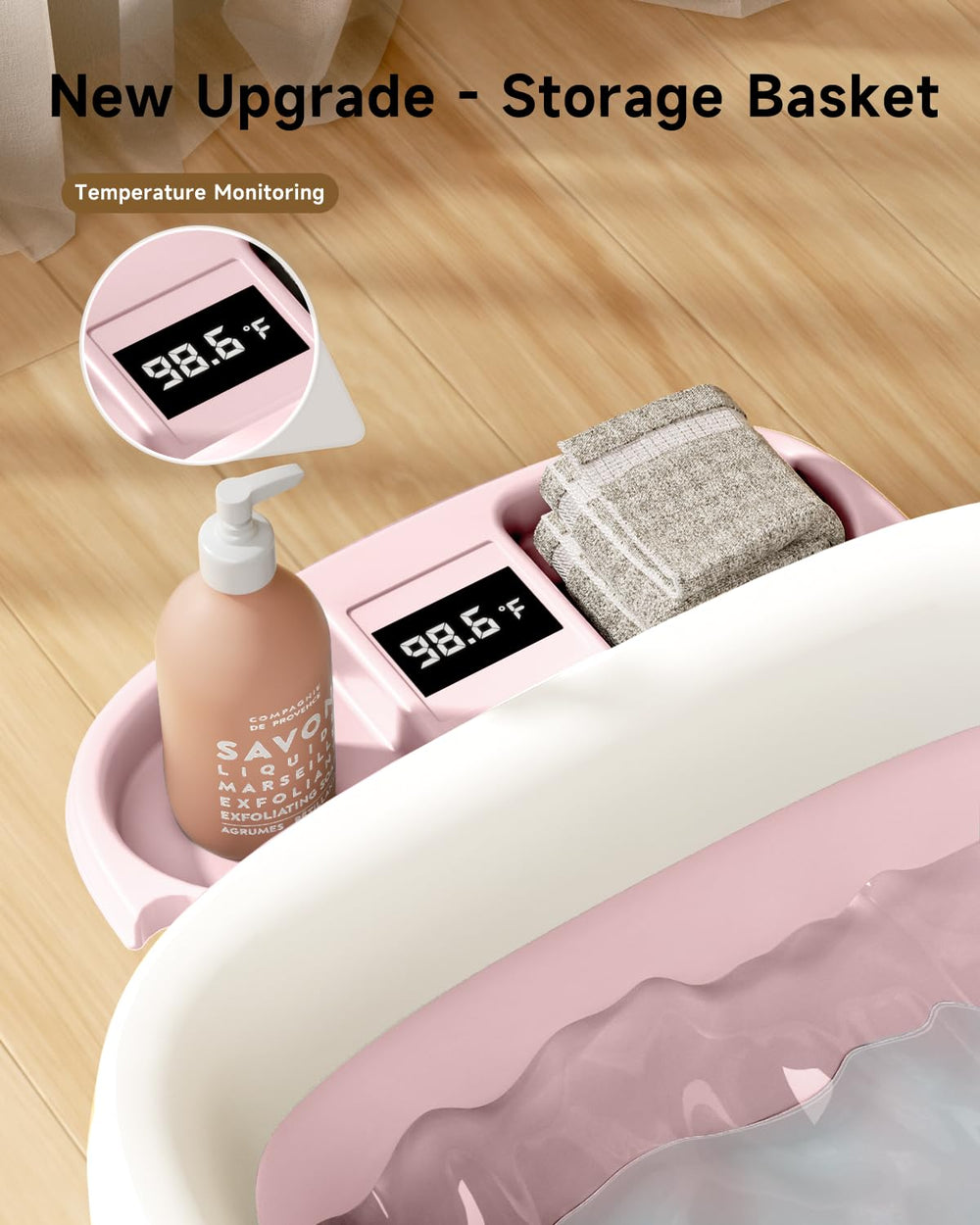 EverKiddo bath tub thermometer display helps monitor water temperature for a calm bath.