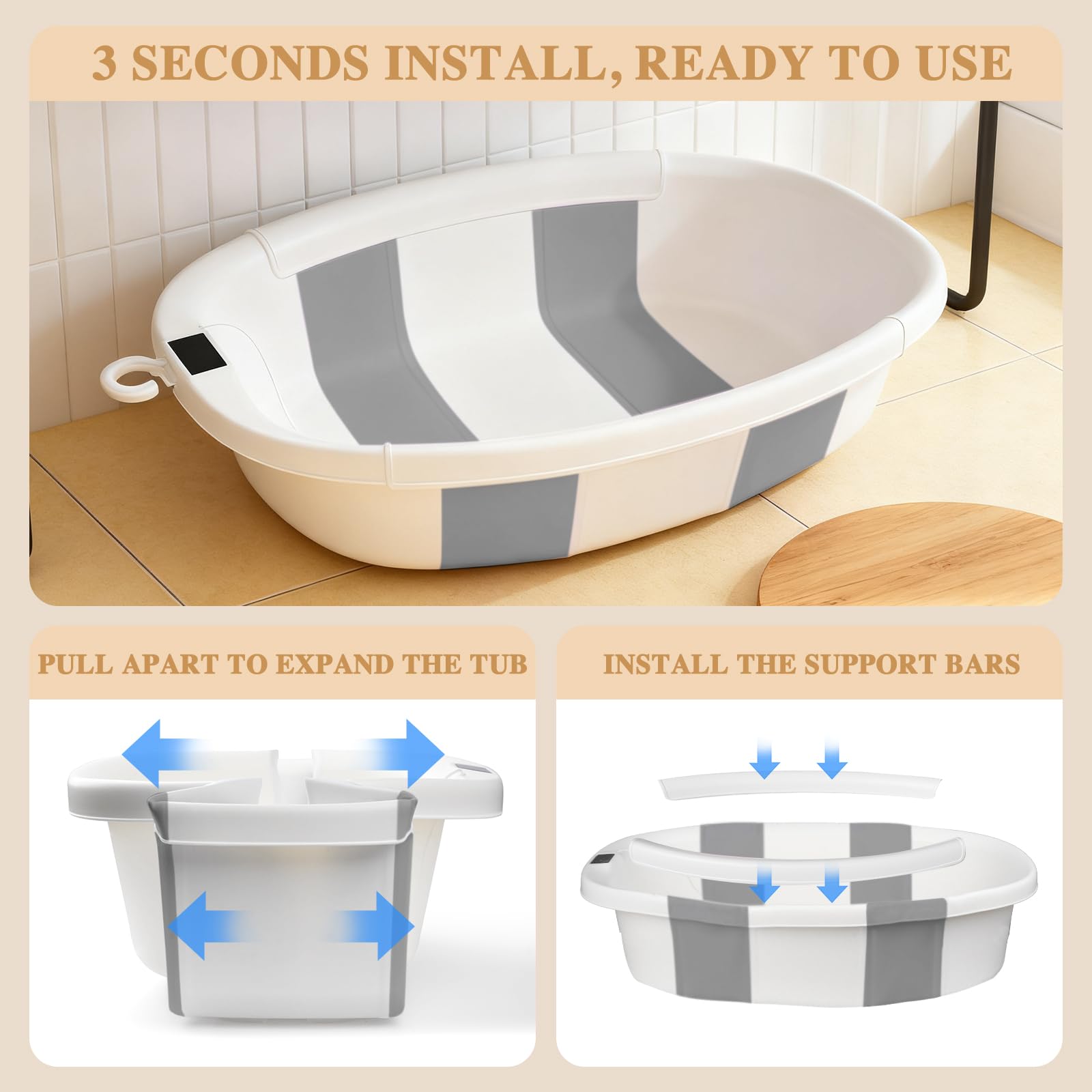 EverKiddo baby bathtub soft cushion closeup highlights skin-friendly texture.