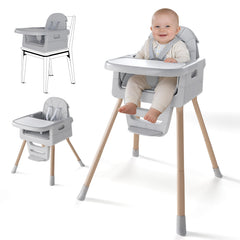 EverKiddo baby high chair folded-flat for easy storage between meals.
