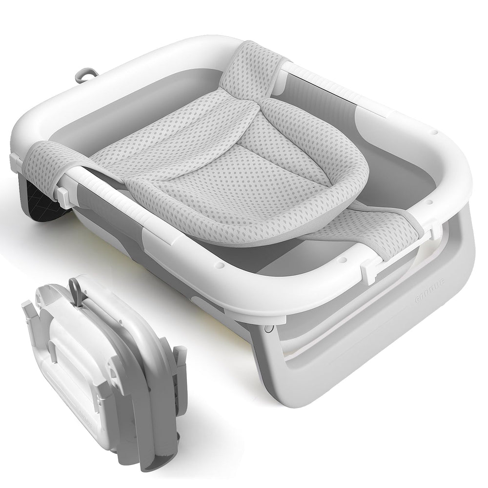 EverKiddo collapsible baby bathtub folded view for space-saving storage.