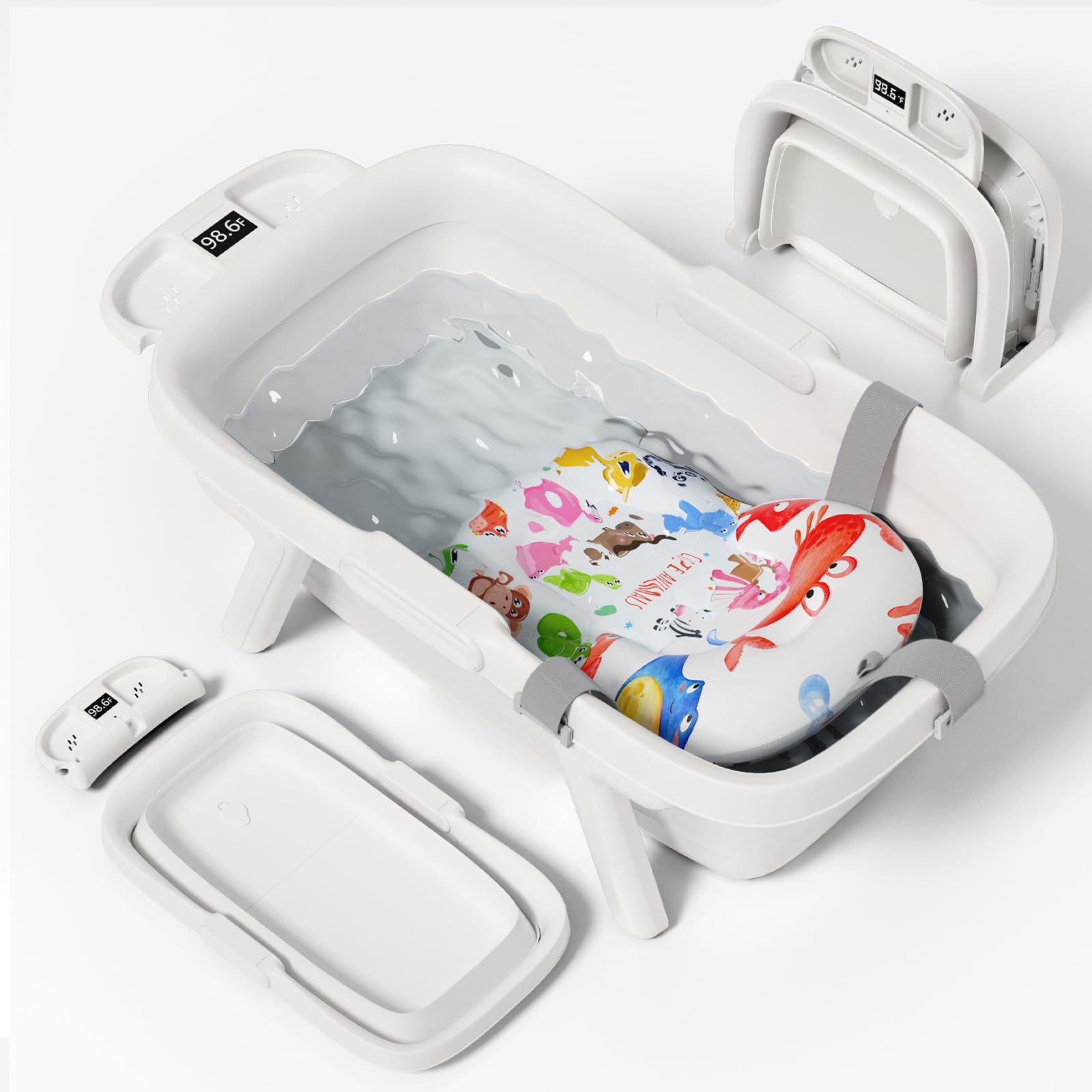 EverKiddo Collapsible Baby Bathtub open view shows roomy space for comfortable baths