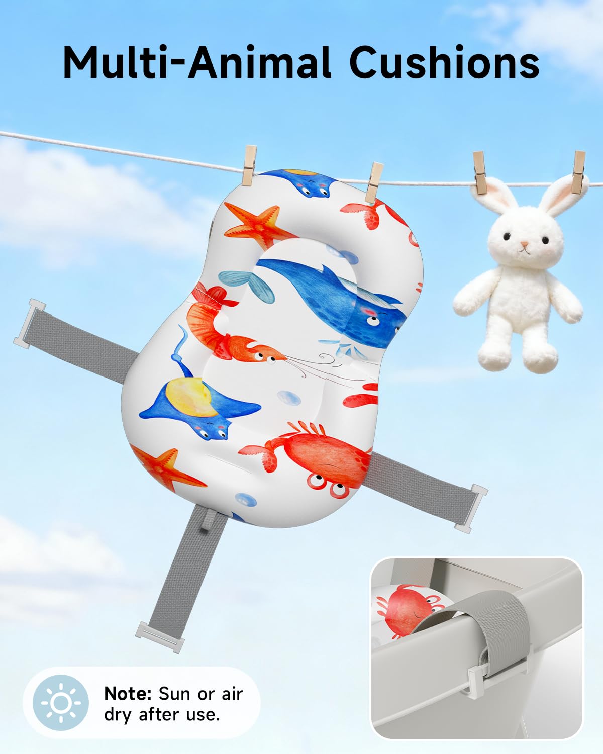 EverKiddo Collapsible Baby Bathtub storage compartment keeps bath essentials organized