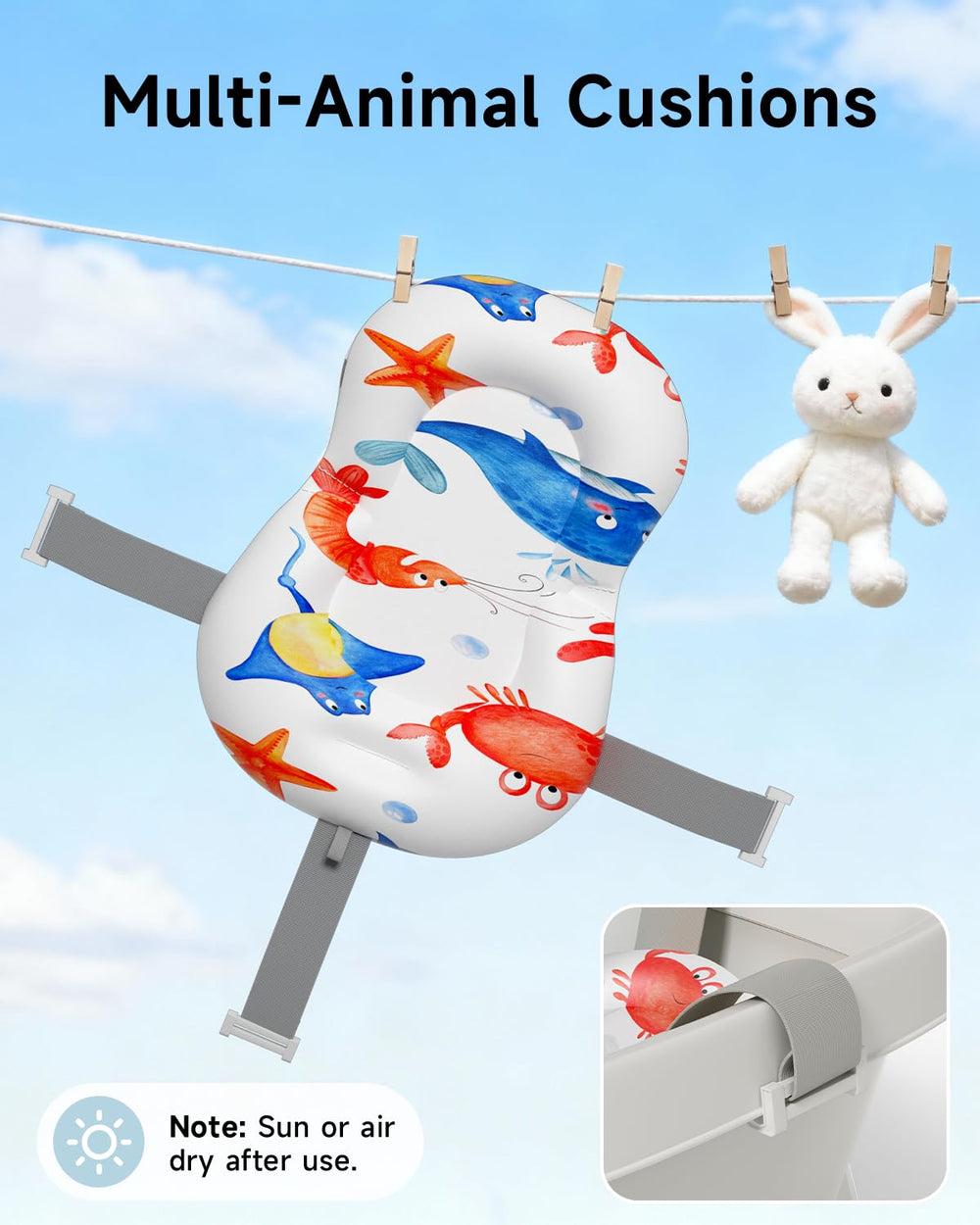 EverKiddo Collapsible Baby Bathtub storage compartment keeps bath essentials organized
