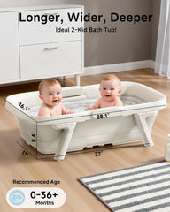 EverKiddo Collapsible Baby Bathtub temperature sensor displays water temperature instantly