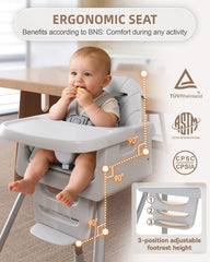 EverKiddo high chair-5-point harness provides secure mealtime stability.