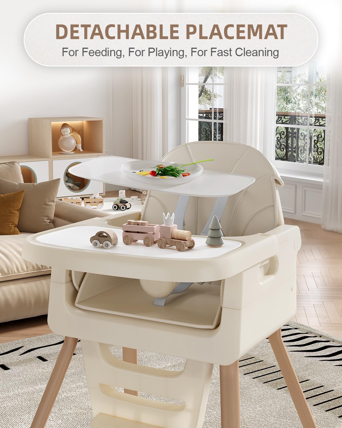 EverKiddo high chair adjustable tray for comfy, customizable feeding.