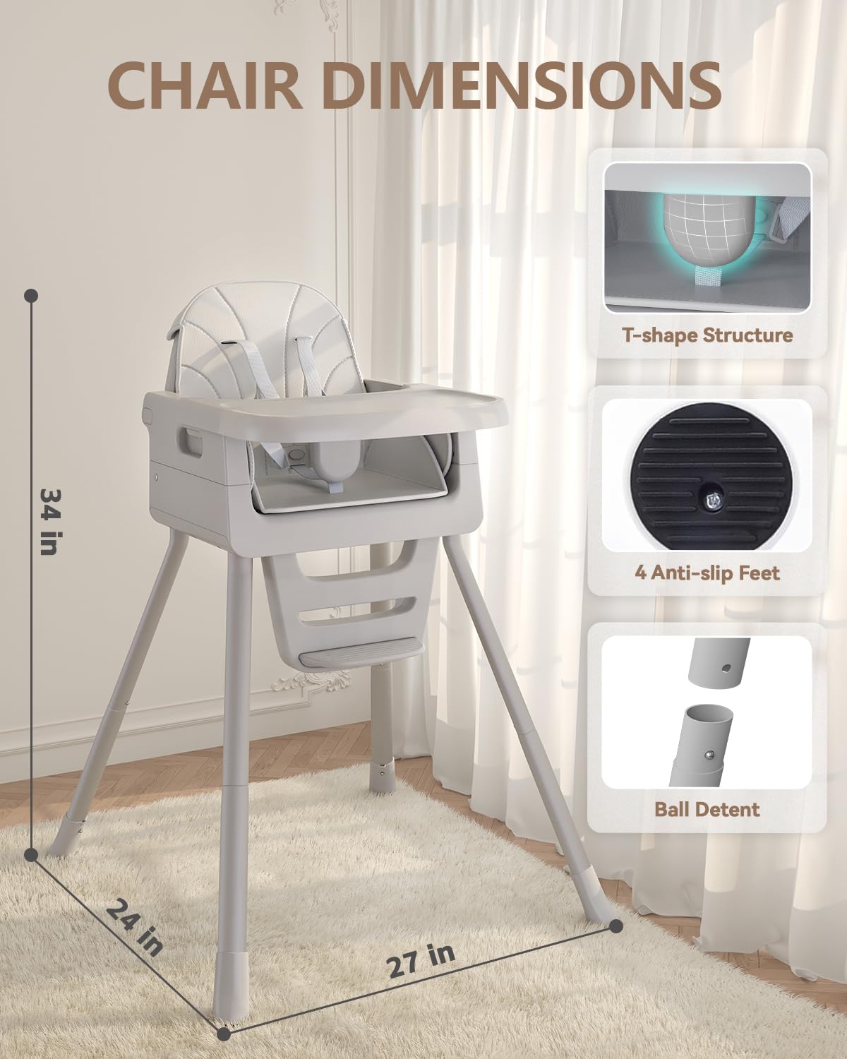 EverKiddo high chair dishwasher-safe-tray helps quick tray cleanup.