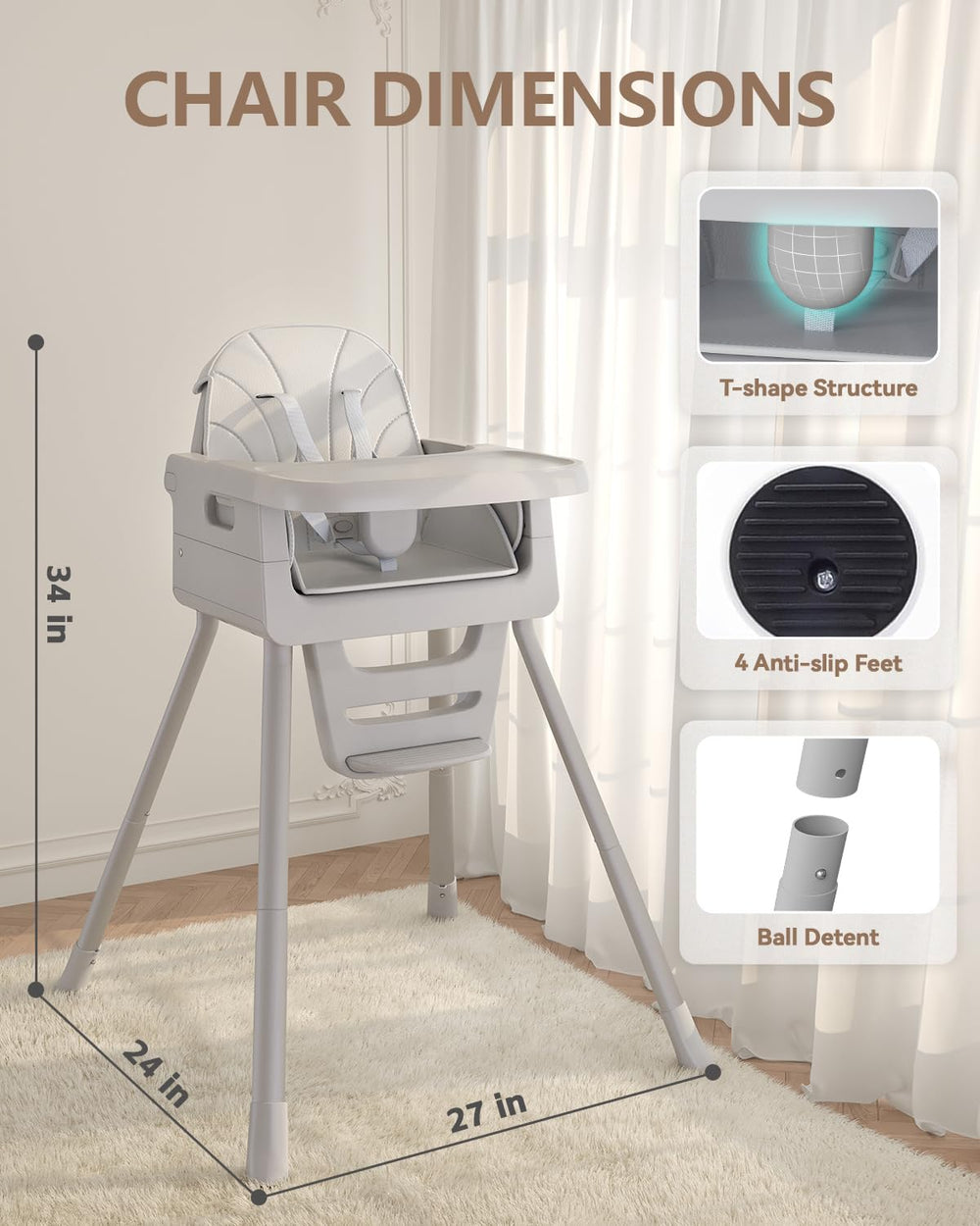 EverKiddo high chair dishwasher-safe-tray helps quick tray cleanup.