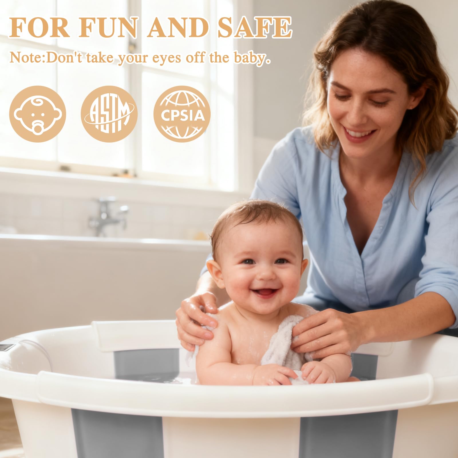 EverKiddo wall hook included for easy bath-time storage.