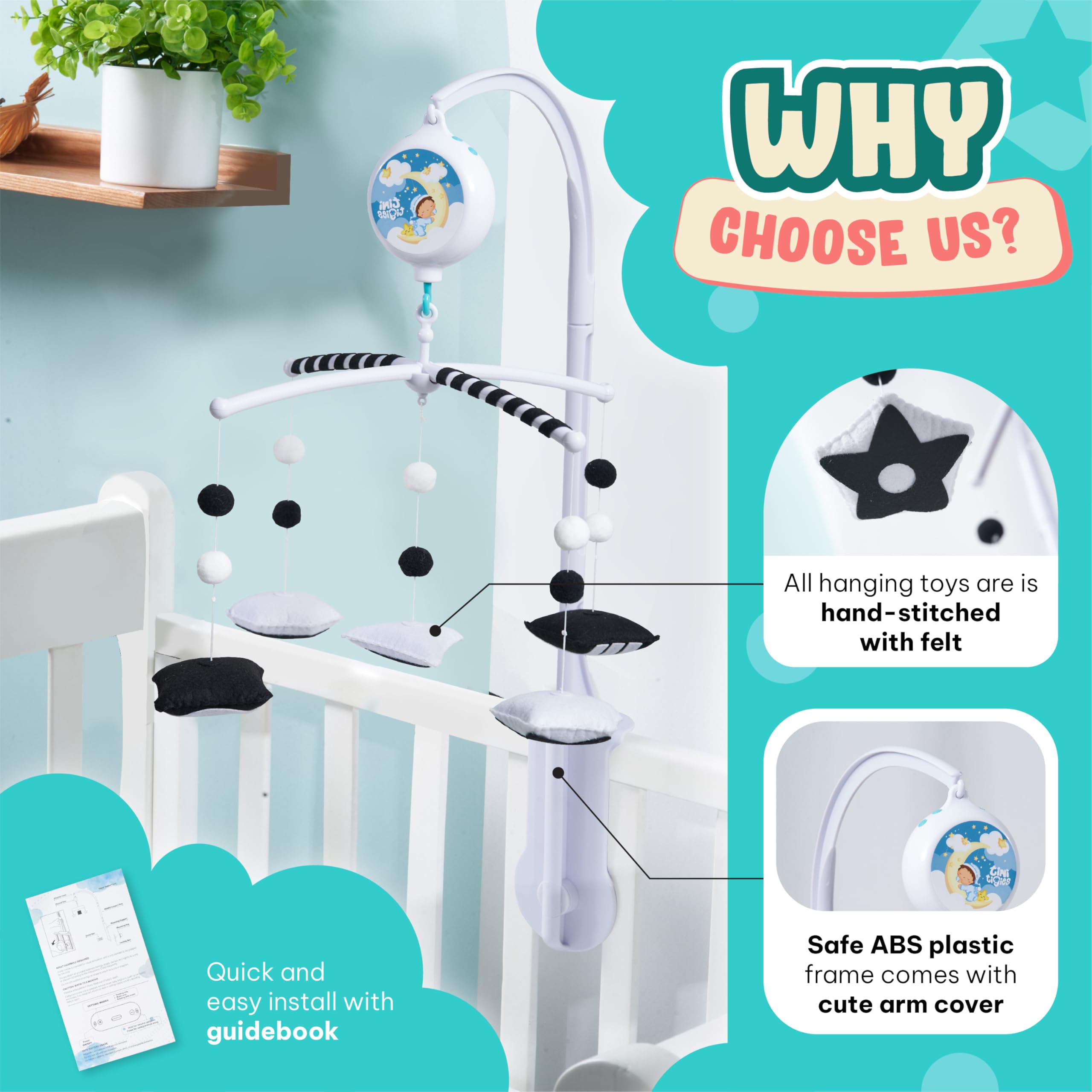 EverLove Montessori Mobile includes a 30-minute auto shut-off for peaceful naps